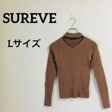 SUREVE 슈 초커 니트 [ L 사이즈 ] 여성용 심플 긴팔