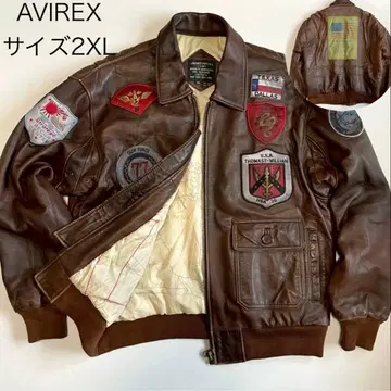 [ AVIREX ] 탑건 G-1 가죽 자켓 2XL 브라운 램 가죽