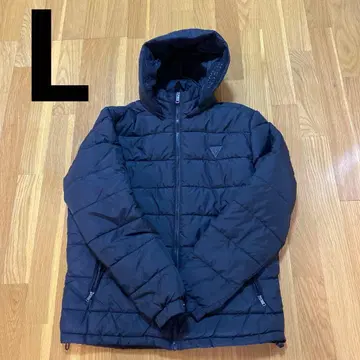 GUESS 블랙 다운 자켓 후드 부착