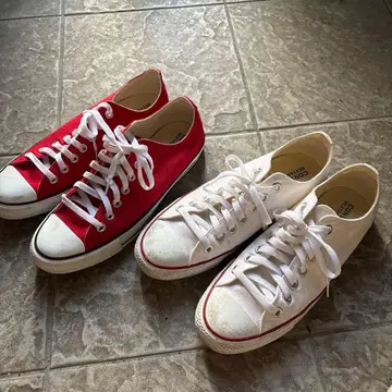 CONVERSE 스니커즈 레드 화이트 세트