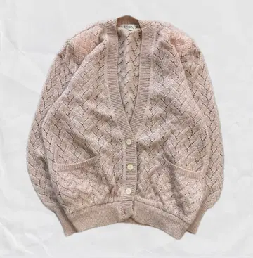 00's vintage LEOWALT 레이스 편직 가디건 베이지