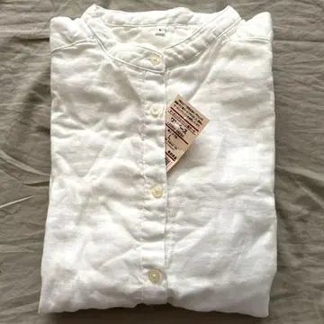 오가닉 코튼 이중 거즈 원피스 무인양품 L 오프화이트 스탠드 카라