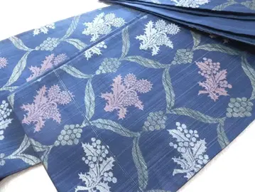 순수 실크 보타니컬 아트 후쿠로 오비 크리스마스 호랑가시나무