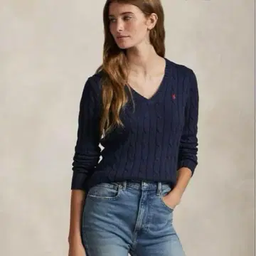 폴로 랄프 로렌 네이비 V넥 스웨터