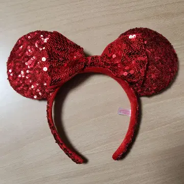 디즈니랜드 미니 머리띠 라메 빨간색