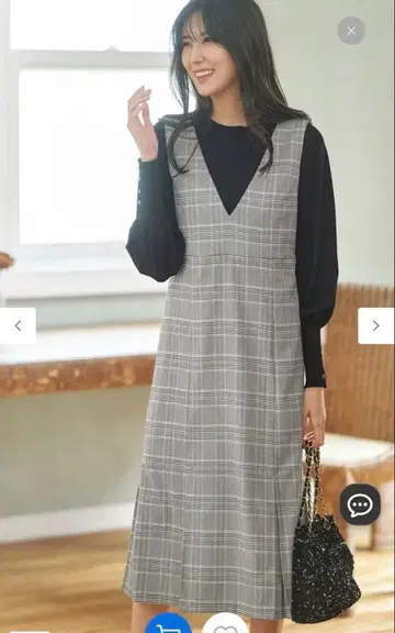 [ 2SET ] 체크 오버롤 스커트 x 니트 세트