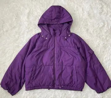후드 부착 다운 자켓 보라색