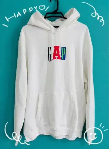 새상품! GAP 컬러풀 로고 후드티 화이트