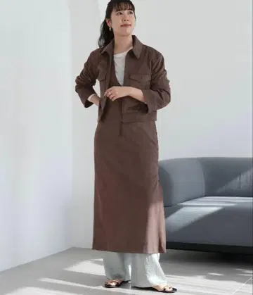 SAKOMIYA 스웨이드 블루종 원피스 셋업