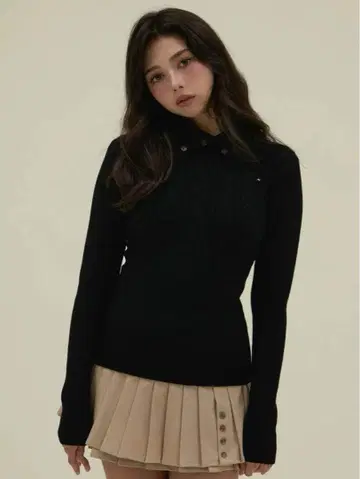 andmary Roxy 터틀 니트 탑