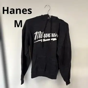 Hanes 밀워키 로고 블랙 후드티 M