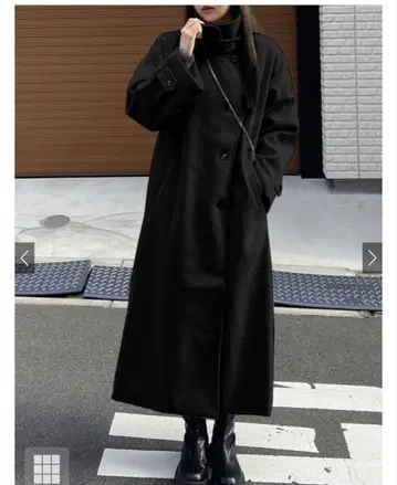 스탠드 칼라 페이크 울 코트