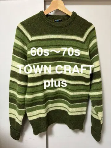 60s 70s towncraft 보더 니트 스웨터 여성용