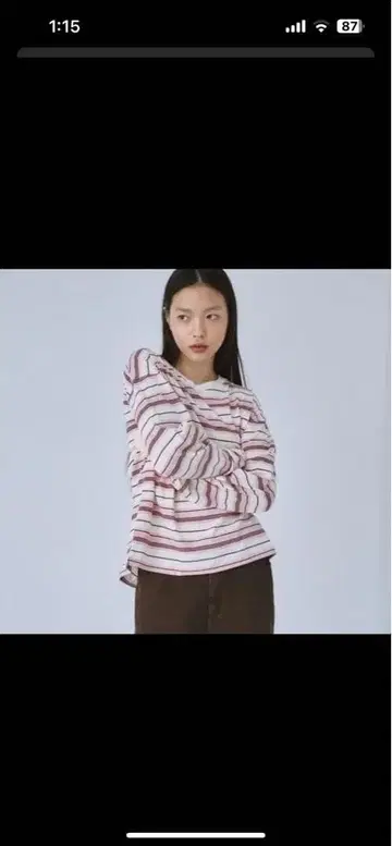 완판 SeaRoomlynn / 로고 멀티 보더 루즈 롱 T