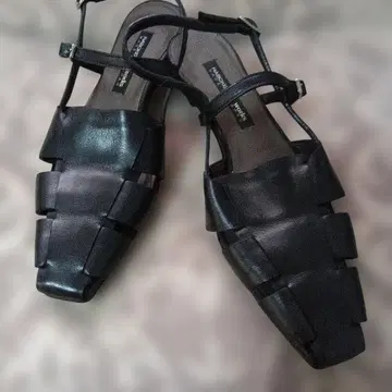 RABOKIGOSHI 뜨개질 스트랩 샌들 블랙 22.5cm