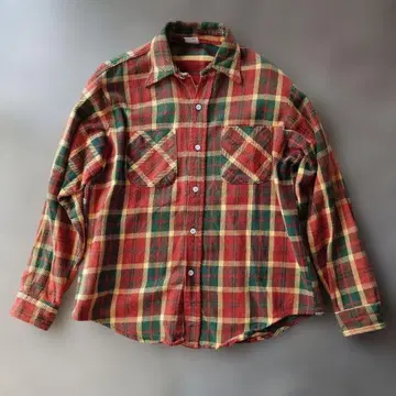 빅맥 80년대 빨간색 택 플란넬 셔츠 빈티지 L