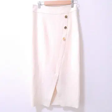 LOUNGEDRESS 아이보리 타이트 스커트 부클레 랩스커트