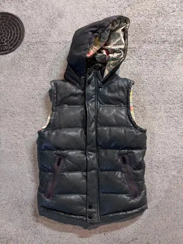 Hooded quilted down vest y2k grunge
