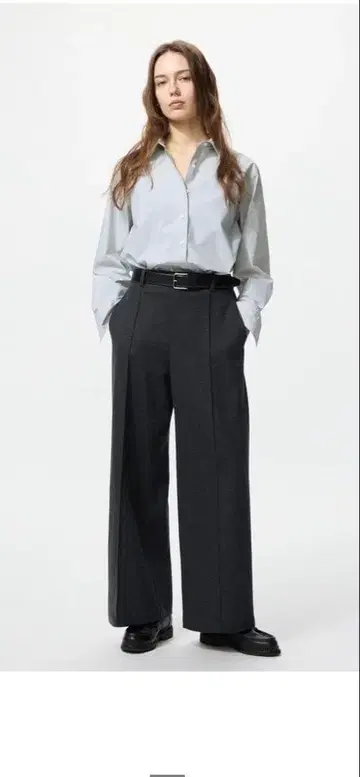 유니클로 브러쉬드 저지 와이드 팬츠 M