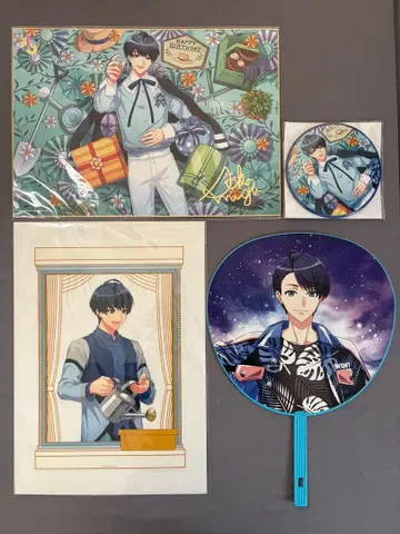 A3! 츠키오카 츠무기 벌스데이 색지 캔뱃지 월 스티커 부채