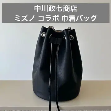 새상품급 나카가와 마사시치 미즈노 콜라보 복조리 백 그랩 가죽 블랙