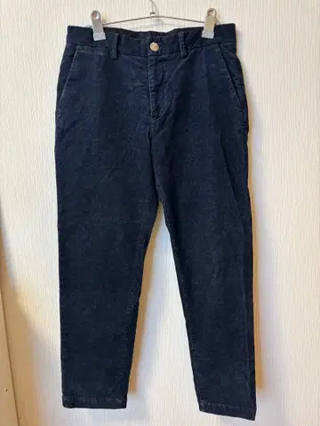 PLST 네이비 코듀로이 슬림핏 팬츠