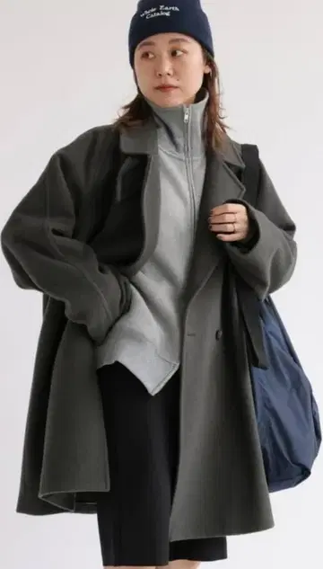 비슈 울 모사 W 브레스 하프 코트 저널 스탠다드 리룸 그레이 36