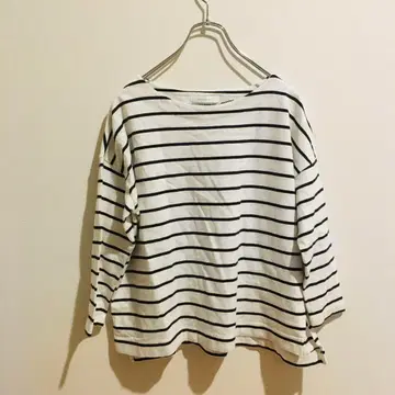 [ 아바하우스 ] 보더 T셔츠 보트넥 긴팔 슬릿 면100%