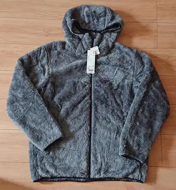 미사용 새상품 유니클로 방풍 퍼리 플리스 풀 집업 후드티 남성용 XL