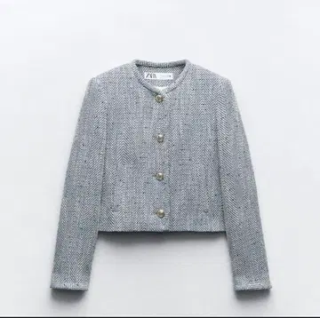 새상품 ZARA 헤링본 숏 자켓 블루 S