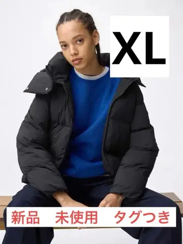 GU 웜 패딩 블루종 블랙 XL 새상품 미사용 다운 택 포함