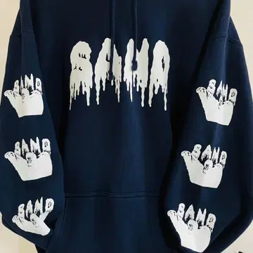SAND 밴딩 후드티 XXL 드롭 로고 네이비 후디