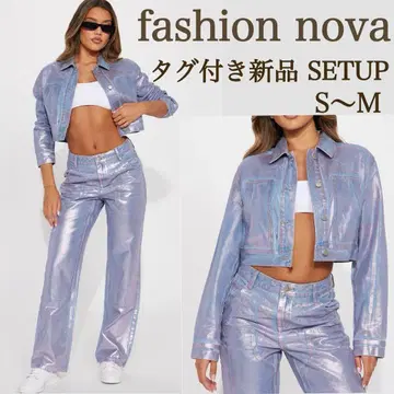 [ 택 포함 새상품 M ] fashion nova 글리터 데님 셋업