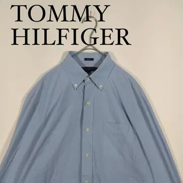TOMMY HILFIGER 라이트 블루 버튼 다운 셔츠 S 슬림 핏
