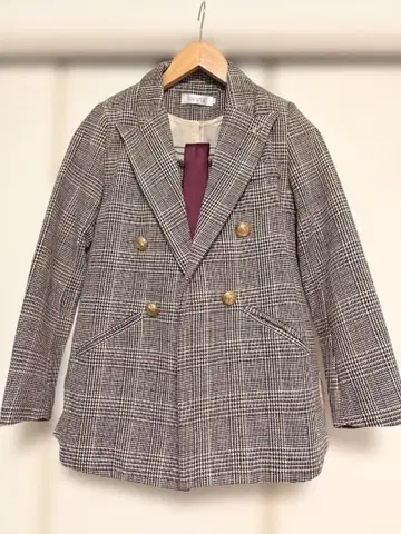 체크 무늬 자켓 & 숏팬츠 세트