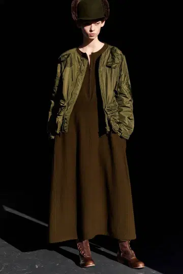 y's 와이즈 울 플란넬 사이드 플리츠 드레스 원피스