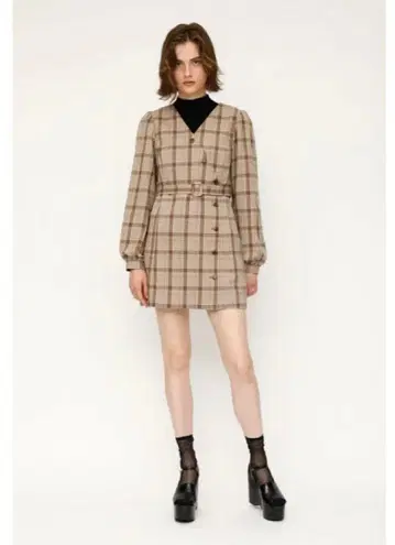 새상품급 SLY 깅엄 체크 미니 원피스