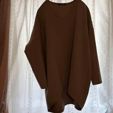 mizuiroind 브라운 V넥 긴팔 상의