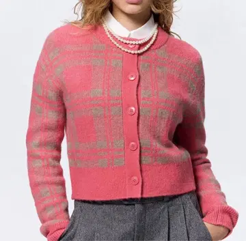 GU 퍼피 터치 체크 크루 숏 가디건