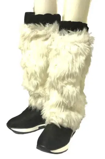 새상품 화이트 퍼 레그 워머 갸루 코스프레 크리스마스 산타 코스