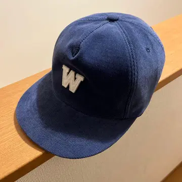 네이비 코듀로이 캡 W 자수