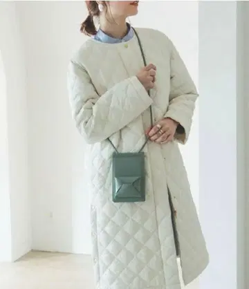 비밍 바이 빔즈 BEAMS 퀼팅 코트 충전솜 노카라 S 화이트