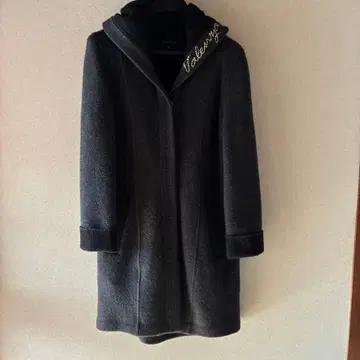 VALENZA 후드 부착 롱 코트 40 사이즈 다크 그레이