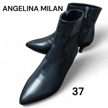 새상품급 앙제리나 밀라노 숏부츠 사이드 지퍼 가죽 블랙