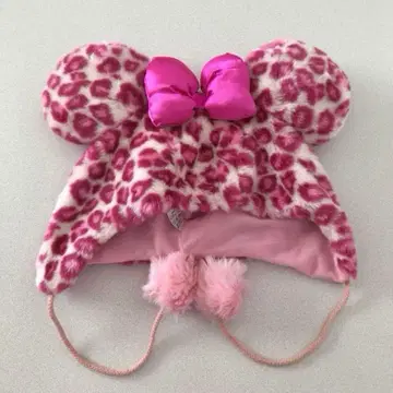 새상품급 미니 레오파드 무늬 표범 무늬 핑크 팬캡 모자 디즈니랜드
