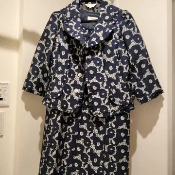 슈퍼 뷰티 빅 사이즈 네이비 꽃무늬 원피스 수트