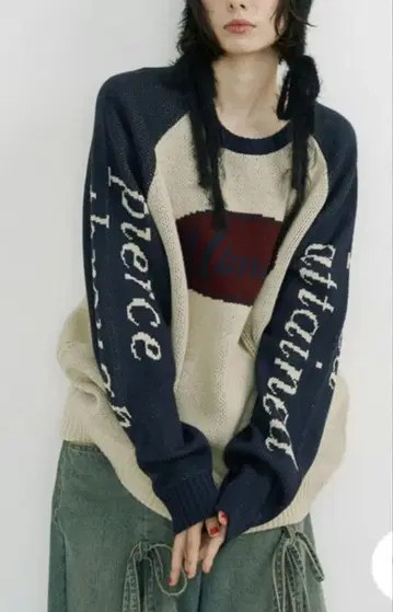 jouetie 래글런 로고 루즈 니트