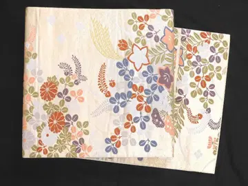 순수 실크 금실 듬뿍 당직물 후쿠로 오비 가을 풀꽃