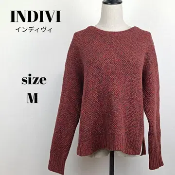 [ a2097 ] INDIVI 새상품급 울 니트 크루넥 38 레드