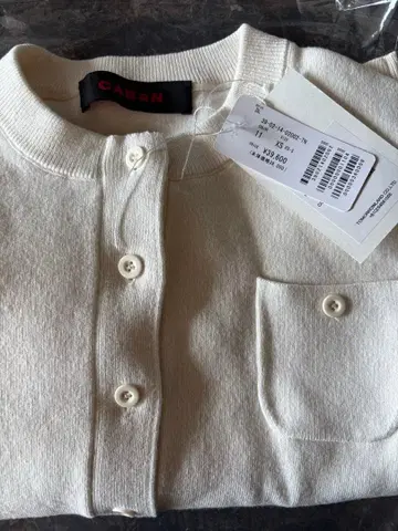 [ 하자품 ] CABaN 코튼 캐시미어 크루넥 가디건 화이트